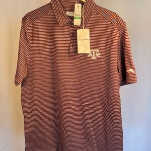 NWT Tommy Bahama Maroon & White Stripe Polo with Texas A&M Logo